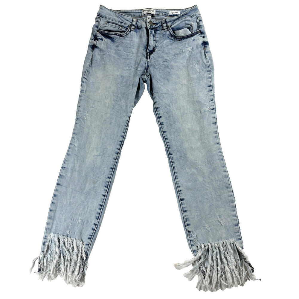 William Rast Jeans Womens Size 29 Blue Ankle Skinny Frayed Hem Y2K Denim Raw Fit